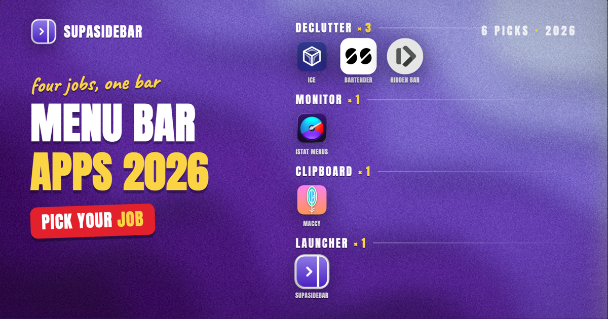 Best Mac Menu Bar Apps in 2026 | SupaSidebar